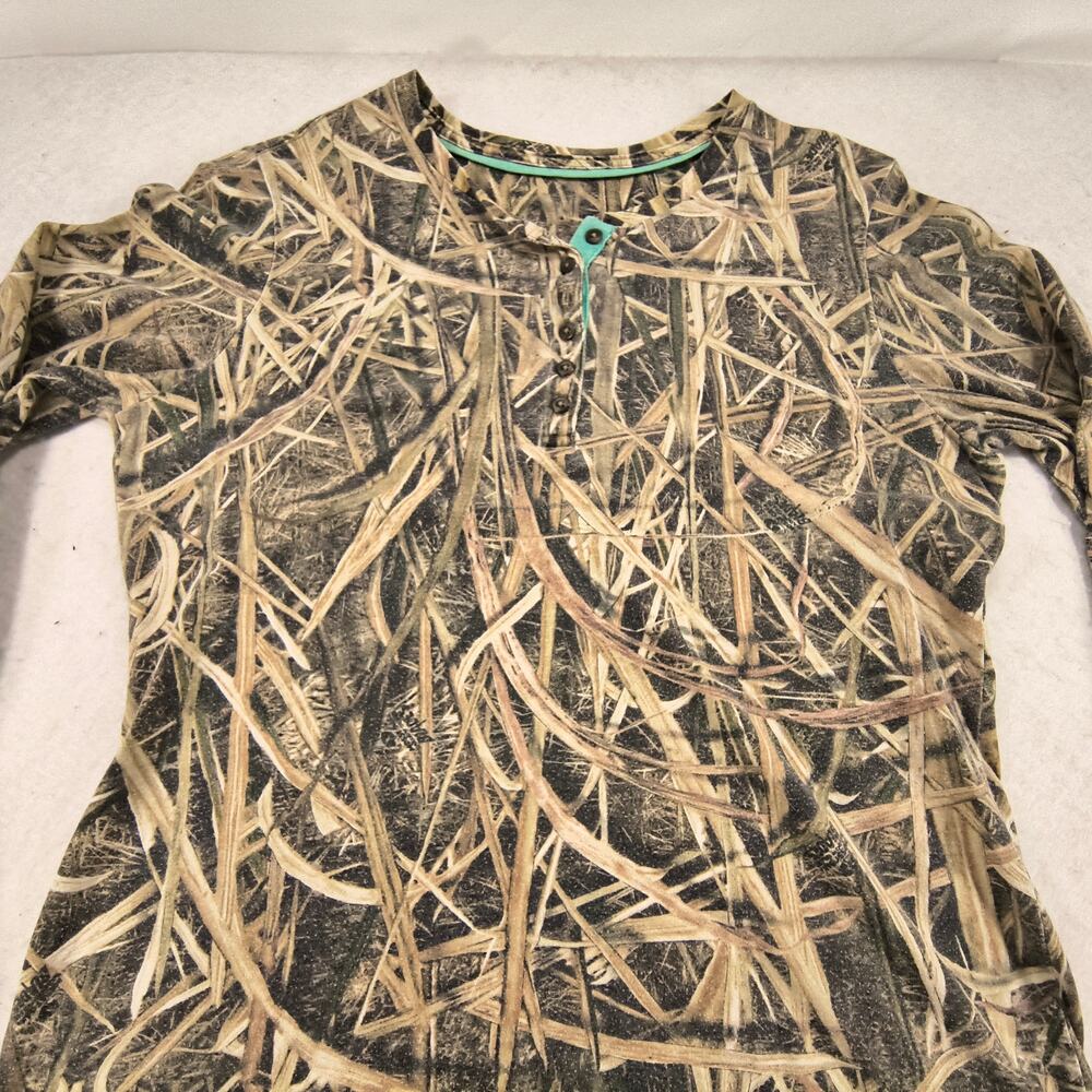 Mossy Oak Casual Crew Neck Long Sleeve T Shirt Womens Size Large L Camo